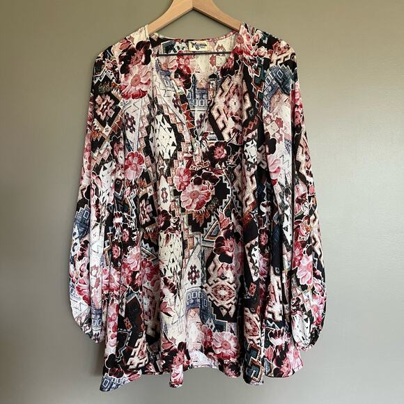 Show Me Your Mumu Jamie Tunic Mini Babydoll Dress Small Girl Tribe Mixed Printn - Picture 5 of 16